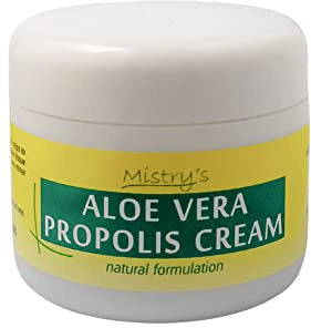 Mistry's - Crema di propoli all'aloe vera, 50 g, curativa e idratante, delicata per secche, eczemi e irritazioni della pelle, senza additivi, vegana,