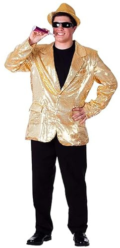 Dress Up America Giacca di Paillettes Oro per Adulto – Blazer Luccicante da Festa per Uomo – Giacca da Smoking per Ballo Spettacoli e Costume di Carnevale