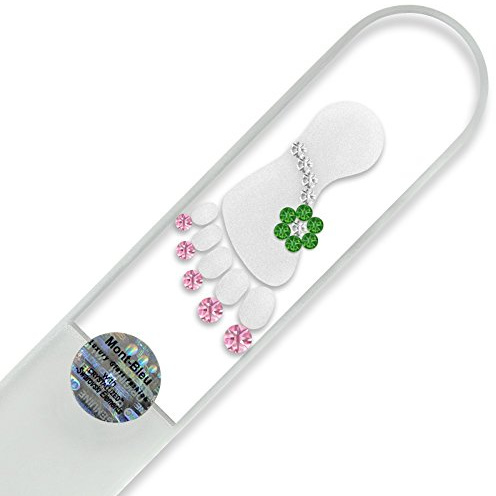 Groß-Glasnagelfeile von Hand dekoriert mit Swarovski Elements, geliefert in einer Hülle aus schwarzem Samt - Echtem gehärteten Glas aus Tschechien