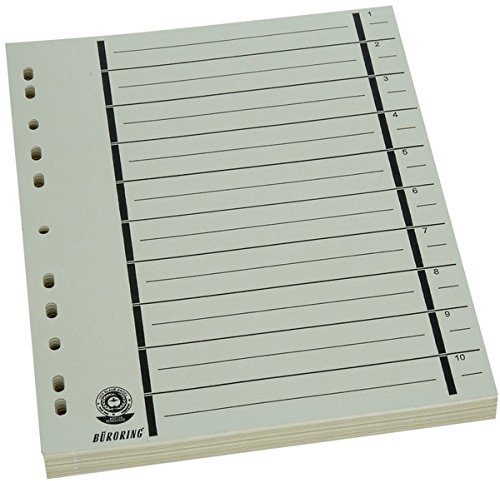 Büroring Trennblätter A4 180g/qm chamois, schwarzer Orgadruck 300 x 240 mm 100 Blatt Register Trennblatt
