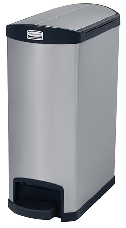 Rubbermaid Commercial Products Slim Jim Step-on Metal End Step Waste Receptacle Bin 50 Litre Black 1901993