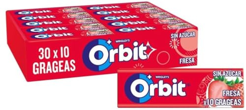 Orbit Chicles Sabor - Paquete De 30 X 14 Gr, Fresa, 420 Gramo, 30 Unidades