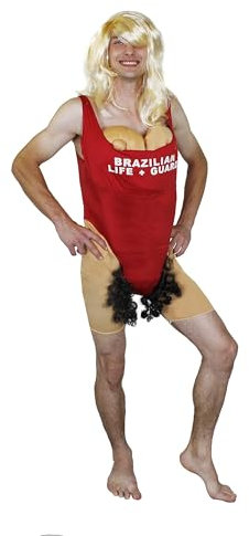 STAG NIGHT COSTUME - NOVELTY BRAZILIAN BABS LIFEGAURD FANCY DRESS COSTUME WITH BLONDE WIG