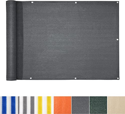 casa pura Balkon Sichtschutz UV-Schutz - 90x500cm - wetterbeständiges und pflegeleichtes HDPE-Spezialgewebe - grau