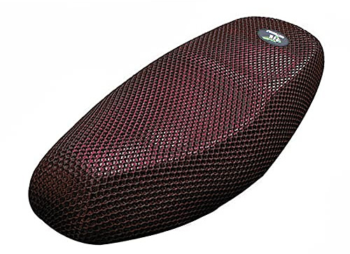 sourcing map XXL Negro y Rojo Tela Malla 3D Elástica Funda para Sillín de Moto Resistente Al Calor Transpirable