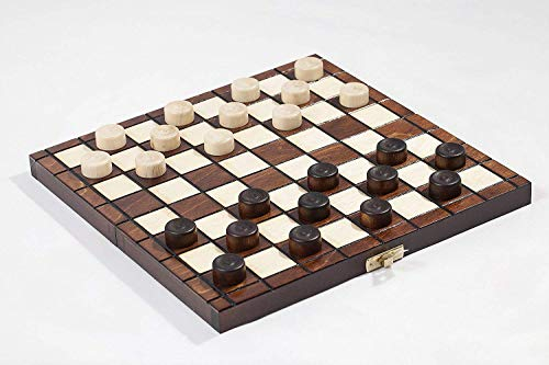 25.4cm Traditionnel Fabriqués À La Main Bois Pions De Dames Set