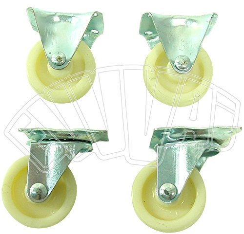 SET RUOTE IN NYLON 2 FISSE E 2 GIREVOLI - D. 40 MM - ROTELLE RICAMBIO CARRELLO