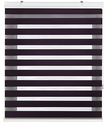 Blindecor Vela | Rollo nacht und tag premium mit galerie | Violett, doppelrollo 160 x 180 cm (BxH) | Stoffgröße 157 x 175 cm | Elegantes Tag und Nacht rollo