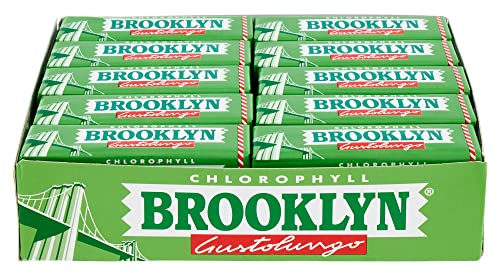 Brooklyn Chlorophyll, Chewing Gum in Lastrine, Gusto Menta, Senza Glutine, Confezione da 20 Stick ciascuno da 9 Lastrine, Gomma da Masticare Perfetta da Condividere e da portare sempre con te