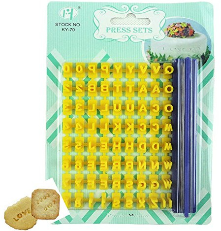 Gracelife 73 pcs Alphabet, Number, Letter Symbols Biscuit Fondant Cake/Cookie Stamp Impress Embosser cutter - Mold Tool Set