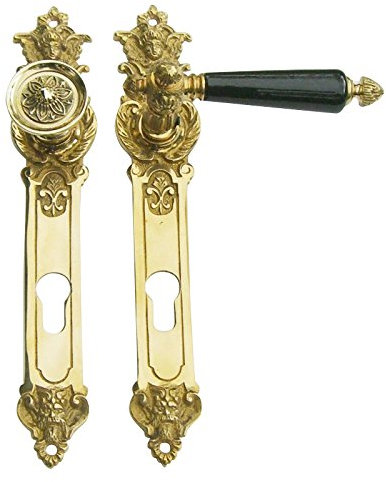 Antik Haustür Beschlag Gründerzeit Engel & Teufel Messing #5-1-MS-92