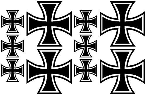 Samunshi® 10x Aufkleber Eisernes Kreuz im Set Bogen26x17cm schwarz