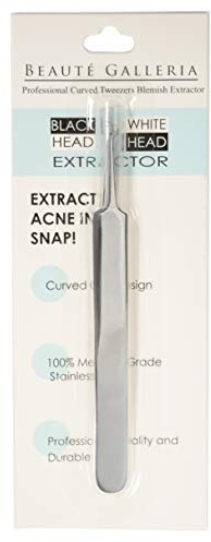 Beaute Galleria Premium Stainless Steel Bend Curved Blemish Extractor Tool for Remove Comedones Whitehead Blackhead Acne Pimple