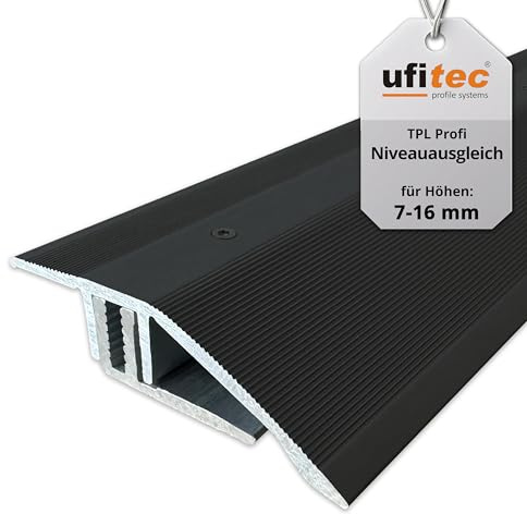 ufitec Profilsystem für Parkett- und Laminatböden - für Belagshöhen von 7-16 mm - viele Farben lieferbar (Niveauausgleichsprofil, Bronze Dunkel, 90 cm länge)