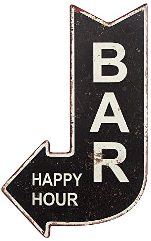 Nostalgisches Blechschild BAR Happy Hour Wegweiser Vintage 40x25cm