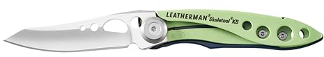 Leatherman Skeletool KB - Coltello Tascabile Completamente Nero con Lama in Acciaio Inox e Apribottiglie - Verde