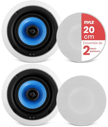 Pyle 8” In-Wall / In-Ceiling Speakers, 250W Peak, Hi-Fi Stereo Sound, Pivoting Adjustable Coaxial Silk Dome Tweeter, Poly Cone Woofer, Stain Resistant Grill, For Home Theater, Custom Installs- Pair