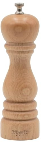 Bisetti Macina Pepe Modello Roma, Legno, Beige, 6 x 6 x 19 cm