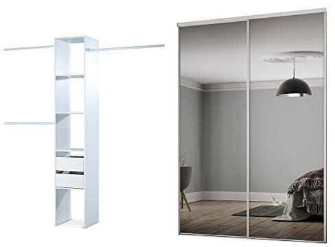 SPACEPRO Heritage Sliding Door Wardrobe with Mirror(BSEN12600) | Modern 2 Door Wardrobe with Full Length Mirrored Sliding Doors for Bedroom Closet Storage | Ideal for 2260mm x 1803mm Opening