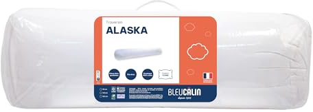 Bleu Calin Traversin Gonflant Alaska Confort Premium, 140 cm, Enveloppe 100% coton, Blanc