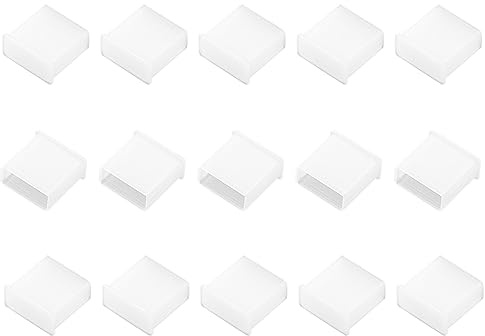 sourcing map 15 Pcs Anti-Dust White Plastic USB Port Caps Durable USB Port Cover Plugs for USB 2.0 Type A Male Port on Computer Laptop Notebook