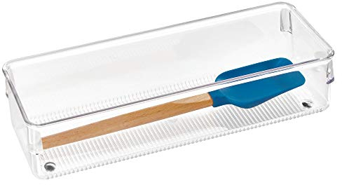 iDesign Linus Schubladenorganizer, kleiner Schubladeneinsatz aus Kunststoff für Besteck und andere Utensilien, durchsichtig, 8.1 cm x 25 cm x 5.1 cm, Sonstige