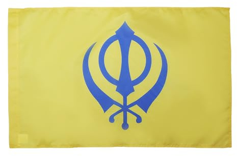 AZ FLAG Flagge Sikhismus 150x90 cm Fahne Sikhismus Polyester 100D Hohlsaum | Für innen und außen dekorative Flagge doppelte Nähte und verstärkte Kanten mit Masttunnel 100D Polyester