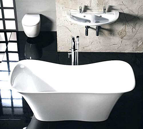 Freistehende Badewanne aus Gußstein 180x80cm, weiß