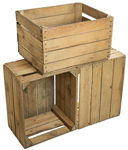 Kistenkolli Altes Land 3 Set Vintage Holzkiste - alte Obstkiste - Weinkiste - Natur Used