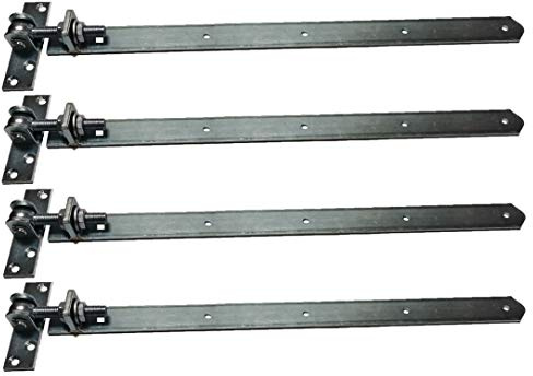Premium Ladenbänder verzinkt mit Kloben verstellbar um 30 mm für Zauntor Länge 800 mm x Breite 40 mm, Set 4 Stück