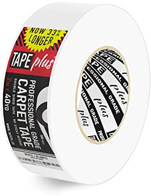 TapePlus Nastro Adesivo per Tappeti Professionale - 5 cm x 36.5 m - Nastro Biadesivo per Moquette Antiscivolo - Finitura Bianca e Aderenza Perfetta - Biadesivo per Moquette
