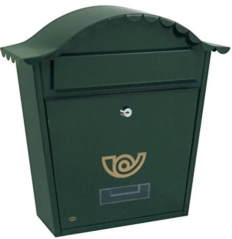 Amig - Cassetta Postale Esterna Classica | Sicura con Serratura e Chiave | Protezione dalla Pioggia | Acciaio DIN A4 | Facile Installazione | Verde, M, Lega di acciaio