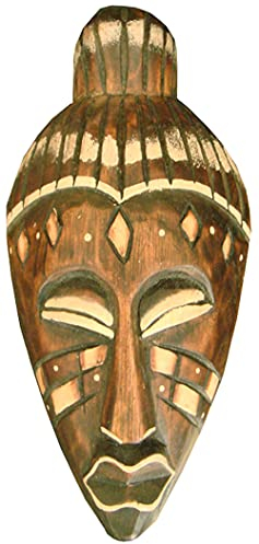Woru Maske bemalt 20 cm, Holz-Maske aus Bali, Wandmaske, Dekomaske