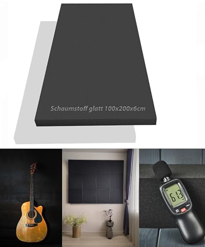Schaumstoff - glatt, ca. 100x200x6cm, in der Farbe Anthrazit Schwarz I Akustik I Dämmung I Verpackung I Schall I Basteln usw.