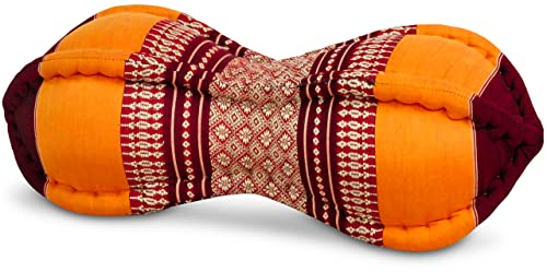 livasia Nackenstützkissen Papayakissen - Ø 13x43cm - Nackenkissen Papayaform, Sofakissen, Lesekissen mit Kapok, Kissen für Garten und Balkon, Reisekissen handgefertigt (Orange)