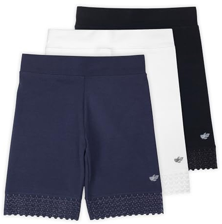 Lucky & Me Girls Bike Shorts, Super Soft Cotton Modal Blend with Lace Trim, Jada 3 Pack, Basic, Size 4-5 Years
