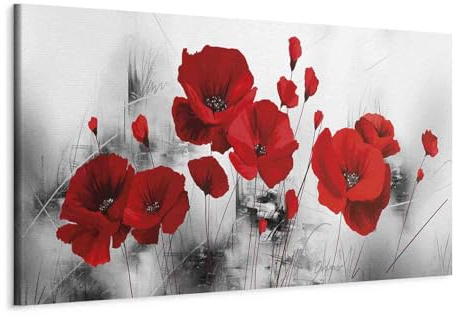 Cuadros B&D XXL - Leinwandbild Blumen Natur grau, 120x40 cm, 1-teilig | Hochwertige Leinwand, sofort aufhängbar, ideal fürs Wohn- oder Schlafzimmer, wasserfest und lichtecht, langlebig, stilvoll