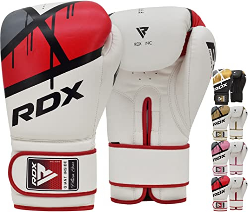 RDX Guantoni da Boxe, Maya Hide Pelle, EGO Muay Thai e Allenamento Guanti da Sacco per Sparring, Combattimento, Sacchi Pugilato, MMA, Punzonatura, Kick Boxing Gloves Uomo Donna, 8 10 12 14 16oz