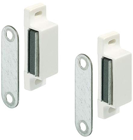 Gedotec Türmagnet EASY Magnetschnapper Tür-Schnapper Möbel-Schnapper eckig für Möbel & Schrank-Türen | Möbelverschluss Kunststoff weiß | Haltekraft max 4 kg | 2 Stück - Türverschluss inkl. Schrauben
