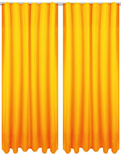 Bestlivings Dekoschal Ellen 2er Pack inkl. Raffhalter (140x175cm / Orange) Vorhang Blickdicht Aber Lichtdurchlässig mit Kräuselband Gardine mit Universalband