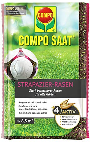 COMPO SAAT Strapazier-Rasen, Spezielle Rasensaat-Mischung mit wirkaktivem Keimbeschleuniger, 175 g, 8,5 m²