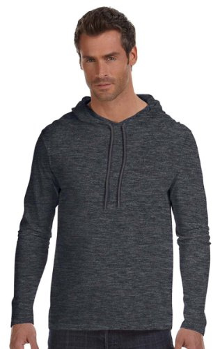 Anvil Lightweight Long Sleeve Hooded T-Shirt. 987 X-Large Heather Dark Grey / Dark Grey