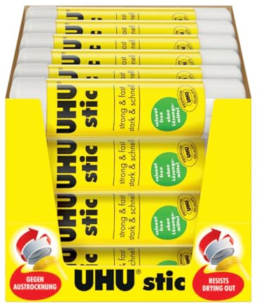 UHU Stic standard, colla per bambini, sicura da usare per i lavoretti, adatta per la scuola, l'ufficio, l'università, 24 x 8.2g