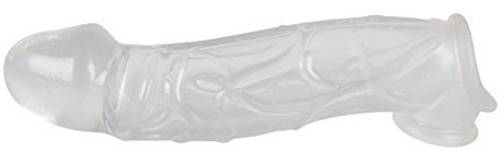 Crystal Skin Penishülle - transparenter Penis Sleeve für Männer, Penishülle mit Klitoris-Stimulation, Äderung und Eichel, Sleeve mit Hodenmanschette