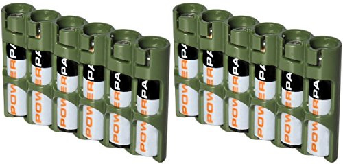 Storacell Powerpax Slim Line Lot de 2 boîtes de rangement pour piles AAA Vert militaire