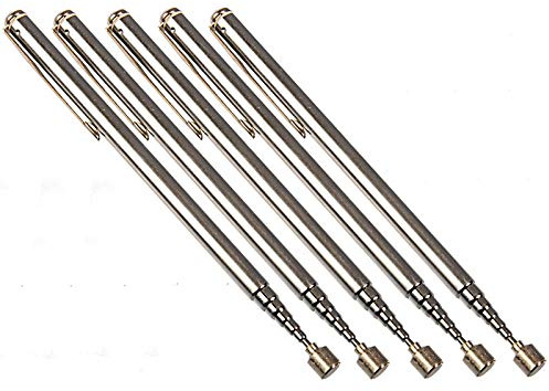 MS-Warenvertrieb 5-stk. Teleskop-Magnetheber, verchromt, Hemd-Clip, 560 mm, 900g, Silber, Rund, Hebewerkzeug