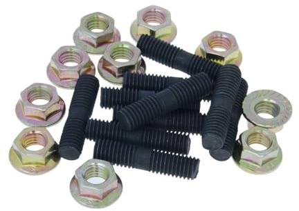 Stehbolzen Set NARAKU 10er Set - M8 Bolzen/Mutter zur Zylinderbefestigung | Set enthält 10 Stehbolzen und Spezialmuttern mit M8 Gewinde; Muttern 20 mm breit, mit Bund zur Befestigung des Zylinders