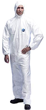 Dupont Tyvek Classic Xpert CHF5 | Liquid Proof Overall Cat 3 | Protective Suit with Hood | Waterproof | Anti-Static/Category III/Chemical Protection Suit made of Tyvek, XXL, White
