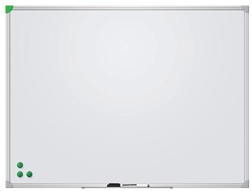 FRANKEN Whiteboard, Schreibtafel U-Act!Line mit EU Ecolabel, emailliert, magnetisch, beschreibbar, trocken abwischbar, mit Aluminiumrahmen, Magnettafel zur Wandbefestigung, Weiß, 90 x 60 cm, SC926090