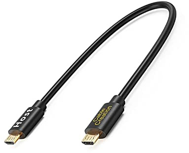 CableCreation 20cm Câble OTG Micro USB, Micro USB Mâle vers Mâle, Câble Court Adapteur/Chargeur, Compatible avec Huawei, Honor, Samsung, Xiaomi, Nexus, Kindles, DJI Spark, 0.2M, Noir